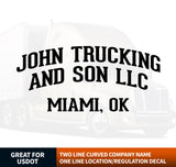 Arched Company Name Decal with Location