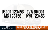 USDOT MC GVW KYU NUMBER DECAL STICKER