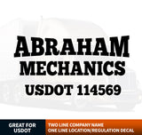 Company Name Decal with USDOT