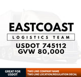 Company Name Decal with USDOT & GVW