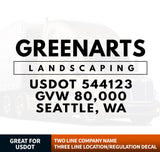 Company Name Decal with USDOT, GVW, Location