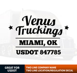 Company Name Decal with Location & USDOT