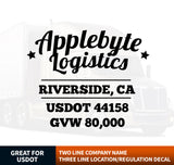 Company Name Truck Decal with Regulation Lines