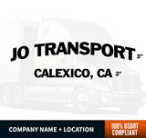 1 Line Curved Company Name + 1 Line Location or Regulation Decal (Set of 2)