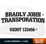 2 Line Company Name + 1 Line Location/Regulation Decal (Set of 2)