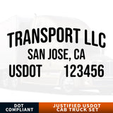 company name, location & usdot decal sticker