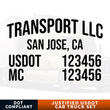 company name, location, usdot & mc decal sticker