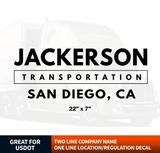 2 Line Company Name + 1 Line Regulation Decal (Set of 2)