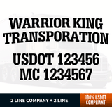 Company name truck decal usdot mc