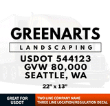 2 Line Company Name + 3 Line Location/Regulation Decal (Set of 2)