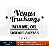 2 Line Company Name + 2 Line Regulation Decal (Set of 2)
