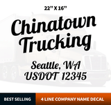 2 Line Inclined Company Name + 2 Line Regulation Decal (Set of 2)