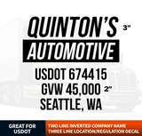 2 Line Inverted Company Name + 3 Line Regulation Decal (Set of 2)