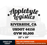 2 Line Company Name + 3 Line Regulation Decal (Set of 2)