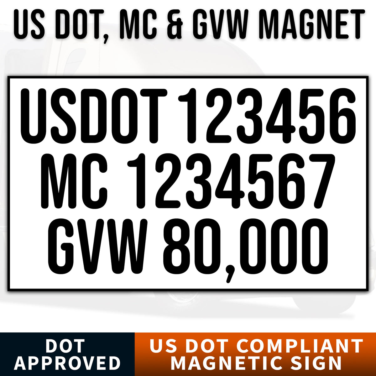 USDOT, MC & GVW Number Magnet (Magnetic Sign), 2 Pack – USDOT