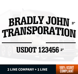 2 Line Company Name + 1 Line Regulation Decal (Set of 2)