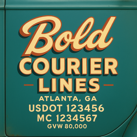 Custom Truck Door USDOT Lettering Decal Sticker Signs With DOT, MC, GVW, KYU, CA Lettering (Set of 2)