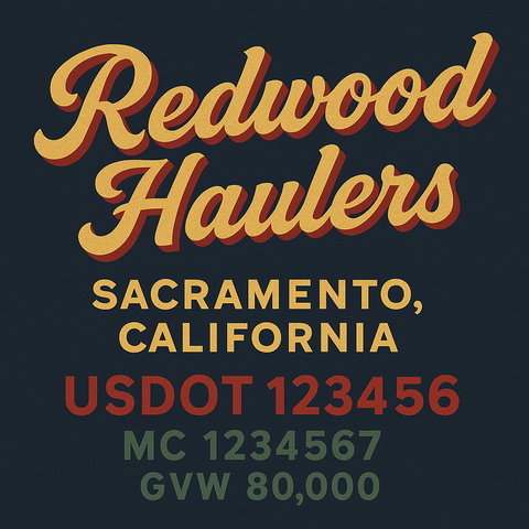 Custom Truck Door USDOT Lettering Decal Sticker Signs With DOT, MC, GVW, KYU, CA Lettering (Set of 2)