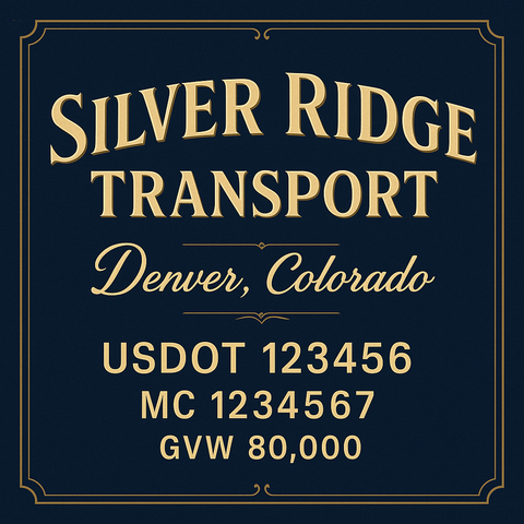 Custom Truck Door USDOT Lettering Decal Sticker Signs With DOT, MC, GVW, KYU, CA Lettering (Set of 2)