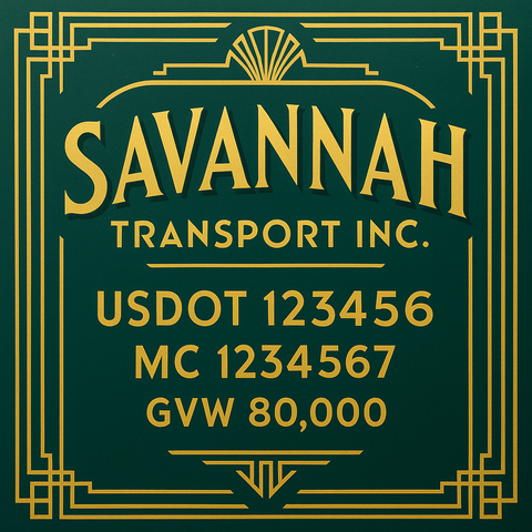 Custom Truck Door USDOT Lettering Decal Sticker Signs With DOT, MC, GVW, KYU, CA Lettering (Set of 2)