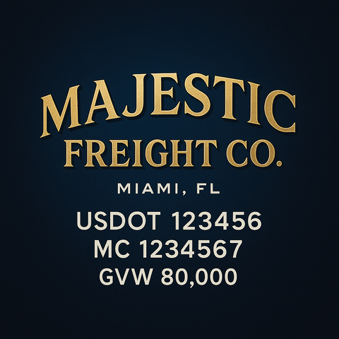 Custom Truck Door USDOT Lettering Decal Sticker Signs With DOT, MC, GVW, KYU, CA Lettering (Set of 2)