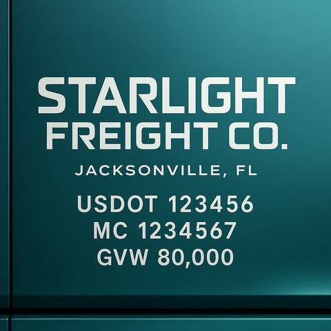 Custom Truck Door USDOT Lettering Decal Sticker Signs With DOT, MC, GVW, KYU, CA Lettering (Set of 2)