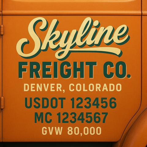 Custom Truck Door USDOT Lettering Decal Sticker Signs With DOT, MC, GVW, KYU, CA Lettering (Set of 2)