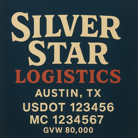 Custom Truck Door USDOT Lettering Decal Sticker Signs With DOT, MC, GVW, KYU, CA Lettering (Set of 2)