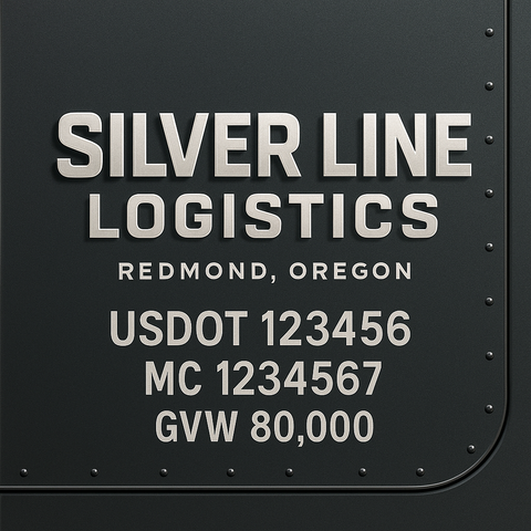Custom Truck Door USDOT Lettering Decal Sticker Signs With DOT, MC, GVW, KYU, CA Lettering (Set of 2)