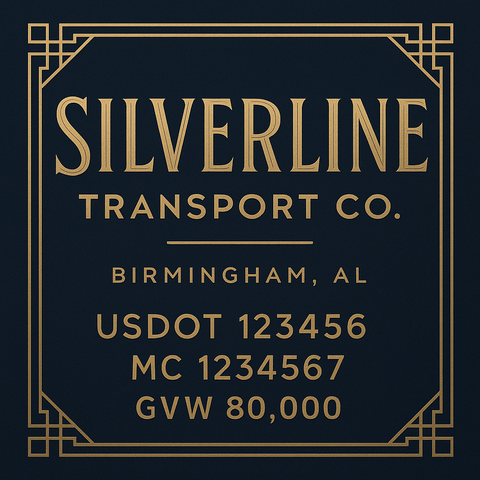 Custom Truck Door USDOT Lettering Decal Sticker Signs With DOT, MC, GVW, KYU, CA Lettering (Set of 2)