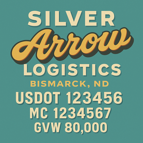 Custom Truck Door USDOT Lettering Decal Sticker Signs With DOT, MC, GVW, KYU, CA Lettering (Set of 2)