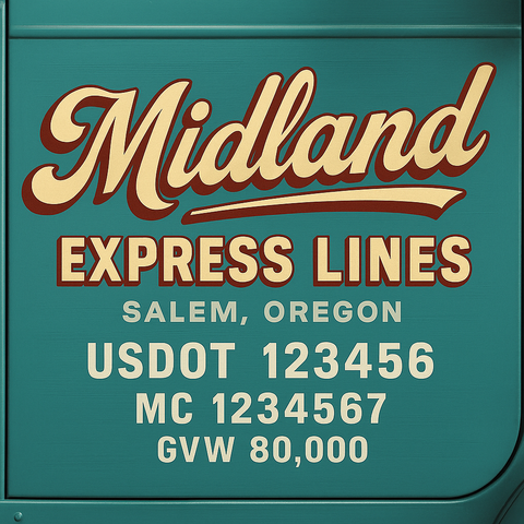 Custom Truck Door USDOT Lettering Decal Sticker Signs With DOT, MC, GVW, KYU, CA Lettering (Set of 2)