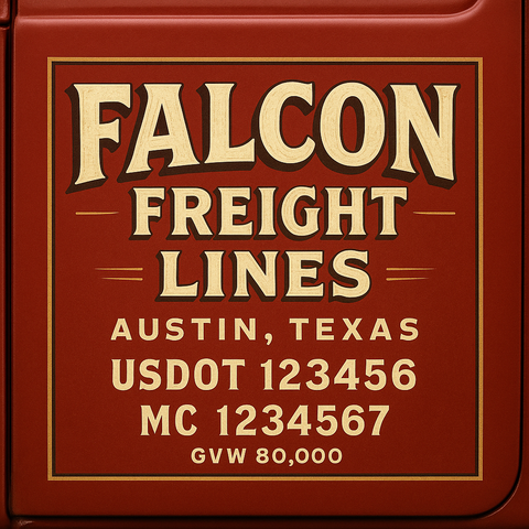 Custom Truck Door USDOT Lettering Decal Sticker Signs With DOT, MC, GVW, KYU, CA Lettering (Set of 2)