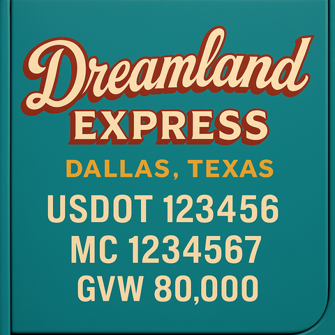Custom Truck Door USDOT Lettering Decal Sticker Signs With DOT, MC, GVW, KYU, CA Lettering (Set of 2)