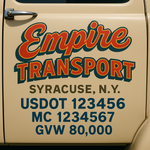 Custom Truck Door USDOT Lettering Decal Sticker Signs With DOT, MC, GVW, KYU, CA Lettering (Set of 2)