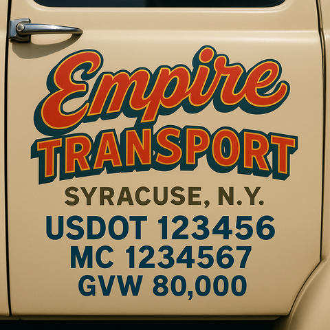 Custom Truck Door USDOT Lettering Decal Sticker Signs With DOT, MC, GVW, KYU, CA Lettering (Set of 2)