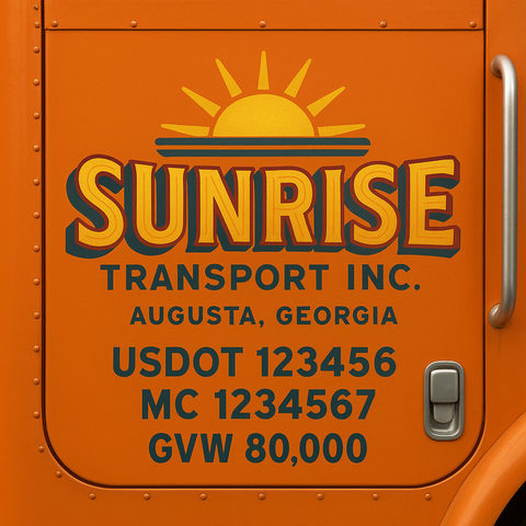 Custom Truck Door USDOT Lettering Decal Sticker Signs With DOT, MC, GVW, KYU, CA Lettering (Set of 2)