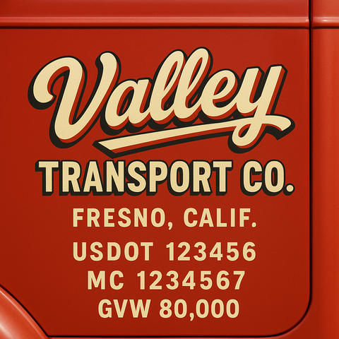 Custom Truck Door USDOT Lettering Decal Sticker Signs With DOT, MC, GVW, KYU, CA Lettering (Set of 2)