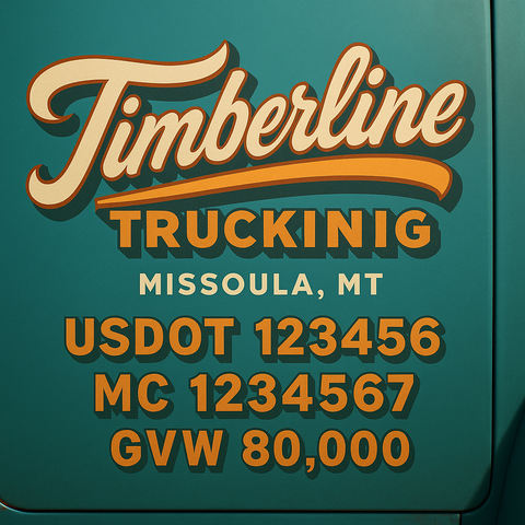 Custom Truck Door USDOT Lettering Decal Sticker Signs With DOT, MC, GVW, KYU, CA Lettering (Set of 2)