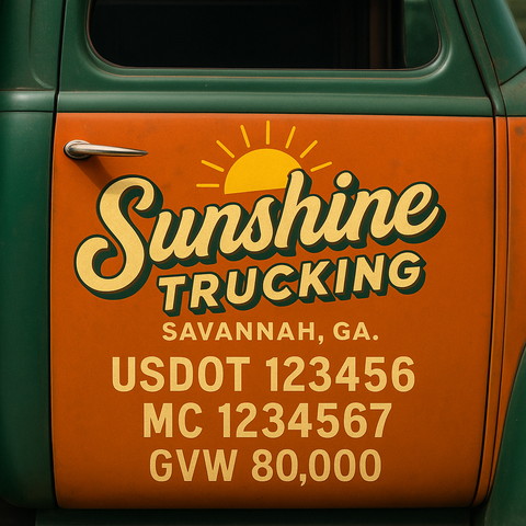 Custom Truck Door USDOT Lettering Decal Sticker Signs With DOT, MC, GVW, KYU, CA Lettering (Set of 2)
