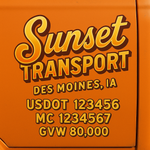 Custom Truck Door USDOT Lettering Decal Sticker Signs With DOT, MC, GVW, KYU, CA Lettering (Set of 2)