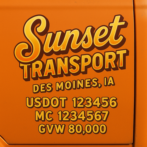 Custom Truck Door USDOT Lettering Decal Sticker Signs With DOT, MC, GVW, KYU, CA Lettering (Set of 2)