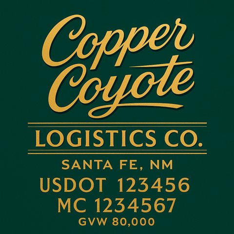 Custom Truck Door USDOT Lettering Decal Sticker Signs With DOT, MC, GVW, KYU, CA Lettering (Set of 2)