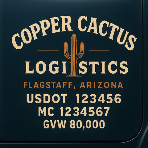 Custom Truck Door USDOT Lettering Decal Sticker Signs With DOT, MC, GVW, KYU, CA Lettering (Set of 2)
