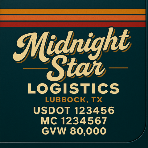 Custom Truck Door USDOT Lettering Decal Sticker Signs With DOT, MC, GVW, KYU, CA Lettering (Set of 2)