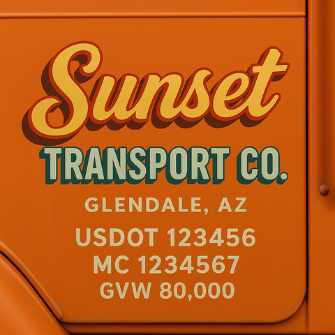 Custom Truck Door USDOT Lettering Decal Sticker Signs With DOT, MC, GVW, KYU, CA Lettering (Set of 2)