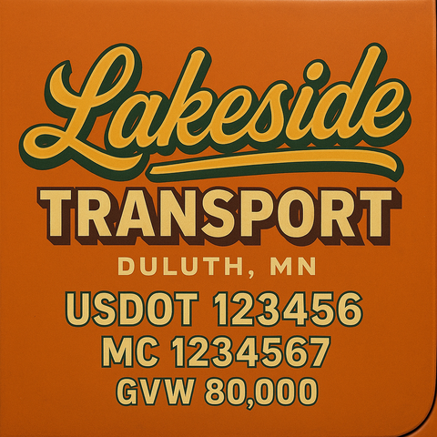 Custom Truck Door USDOT Lettering Decal Sticker Signs With DOT, MC, GVW, KYU, CA Lettering (Set of 2)