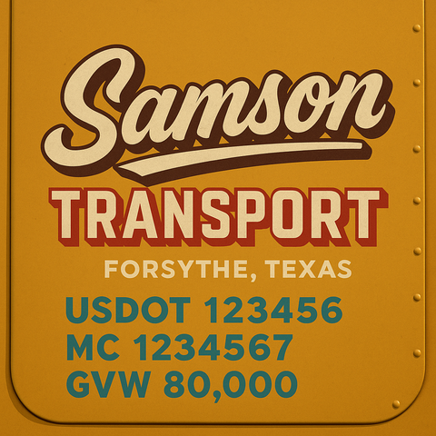 Custom Truck Door USDOT Lettering Decal Sticker Signs With DOT, MC, GVW, KYU, CA Lettering (Set of 2)