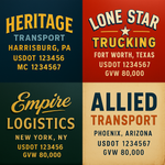 Custom Truck Door USDOT Lettering Decal Sticker Signs With DOT, MC, GVW, KYU, CA Lettering (Set of 2)