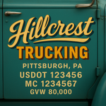 Custom Truck Door USDOT Lettering Decal Sticker Signs With DOT, MC, GVW, KYU, CA Lettering (Set of 2)